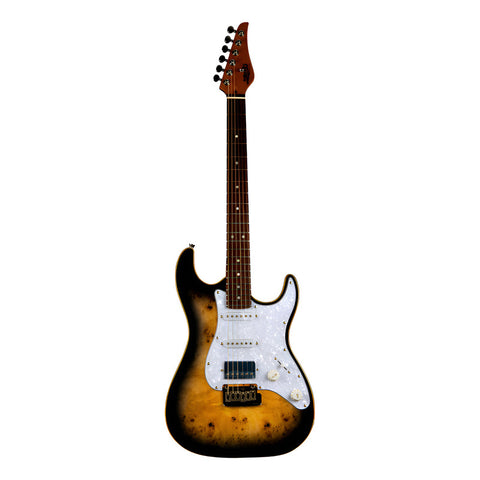 Guitarra Eléctrica Transparent Brown Jet Guitars Js-450q Café Diestro Maple Tostado