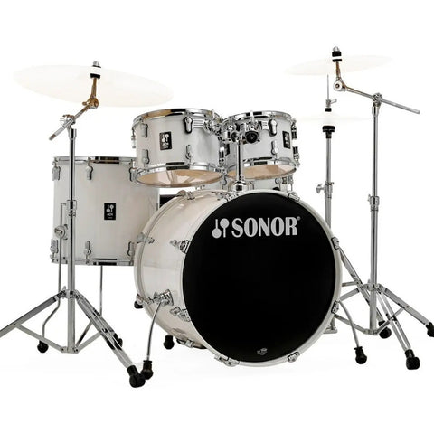 Bateria Color Blanca 5 Y Atriles Sonor Aq1 Stage Color Plata