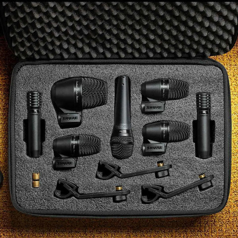 Pack Original De 7 Microfonos Para Bateria Shure Pgadrumkit7 Negro