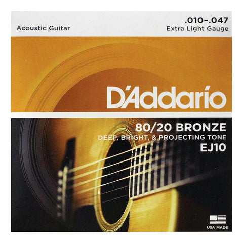 Encordadura Bronce 80/20 Calibre .010 - .047 Daddario Ej-10