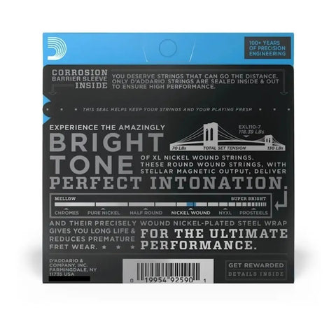 Set Cuerdas Guitarra De 7 Cuerdas 10-59 D'addario Exl110-7