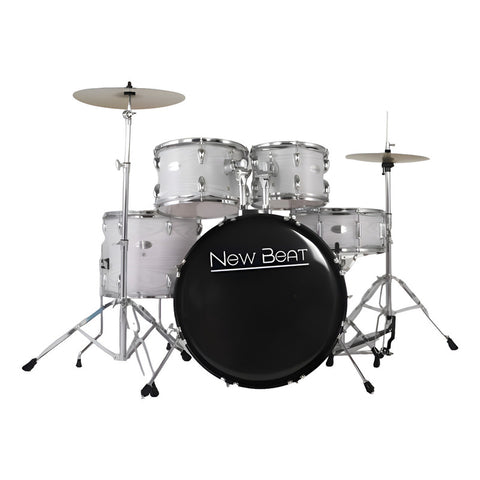 Batería Acústica Completa New Beat Nb-ds400 Blanco Granulado