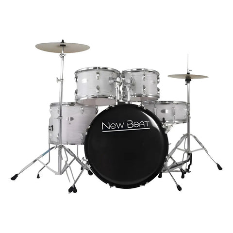Batería Acústica New Beat Nb-ds400 De 5 En Blanco Granulado