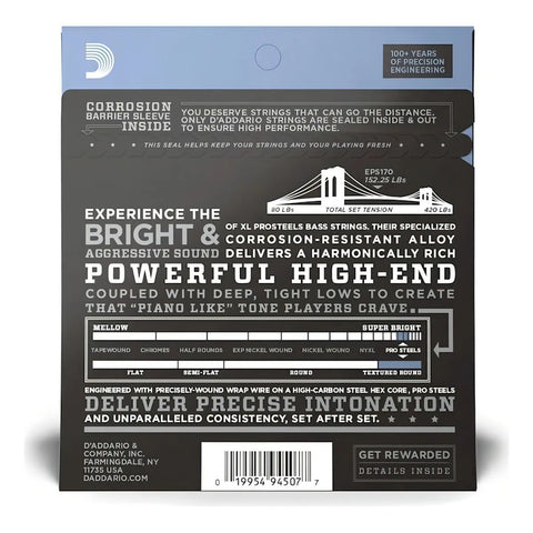 Encordado D'addario Eps-170 Para Bajo Eléctrico 4 Cuerdas .045-.100