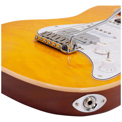 Guitarra Eléctrica Con Case Serie Unique Leggend-am Babilon Color Amarillo