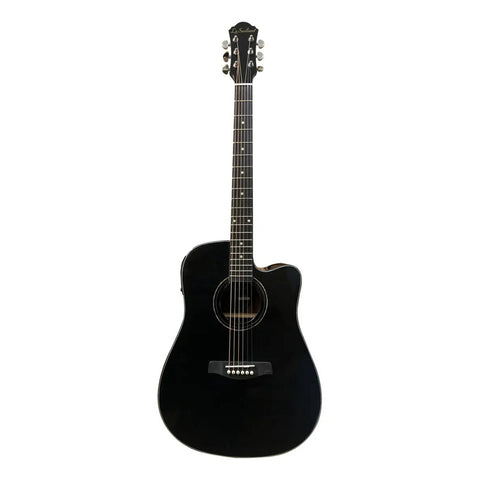 La Sevillana Tx-200ceq Blk Guitarra Electroacústica Texana Color Negro Orientación De La Mano Diestro