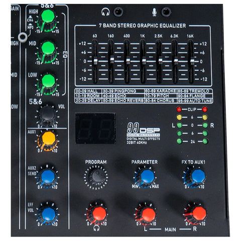 Mezcladora 6 Canales Con Efectos Prosound Pamx-06rs