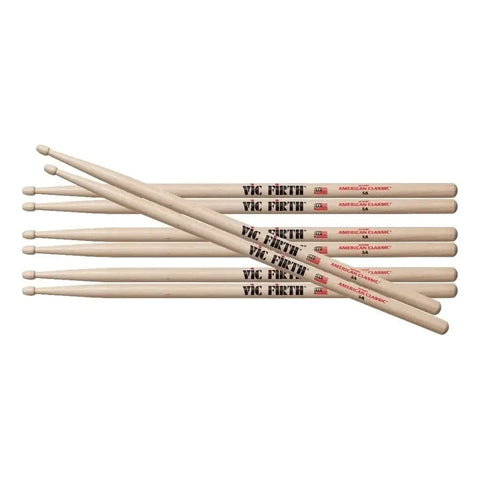 Pack X4 Pares De Baquetas American Classic 5a Vic Firth Madera 5a