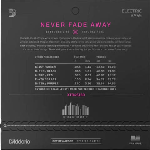 D'addario Xtb45130 Cuerdas Para Bajo Eléctrico 5 45-130
