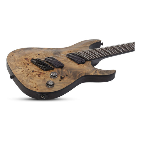 Guitarra 7 Cuerdas Schecter Omen Elite-7 Multiscale Charcoal Diestro Dorado Oscuro Palo De Rosa