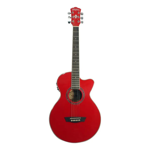 Washburn Ea10 Guitarra Electroacústica Roja Color Black Orientación De La Mano Diestro Rojo