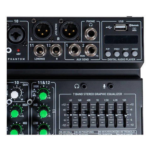 Mezcladora 12 Canales Con Efectos Usb Prosound Pamx-12rs