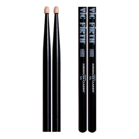 Vic Firth 5ab Baquetas Punta De Madera Batería Percusión Color Negro Tamaño 16 5a