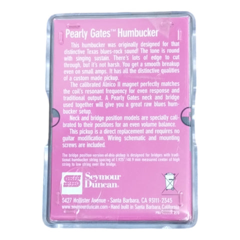Pastilla Humbucker Seymour Duncan Sh-pg1n Pearly Gates Blk Color Negro
