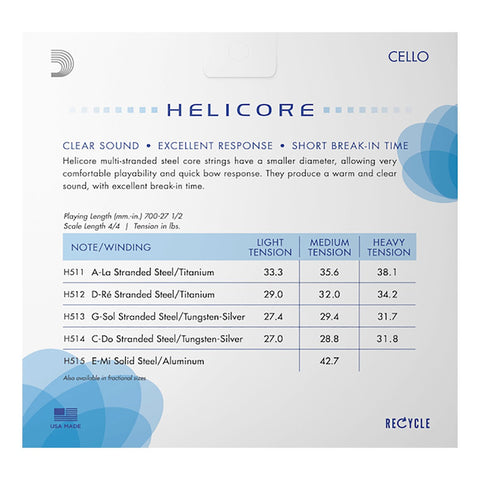 Juego Cuerdas Para Violonchelo Escala 4/4 Daddario H510 4/4m