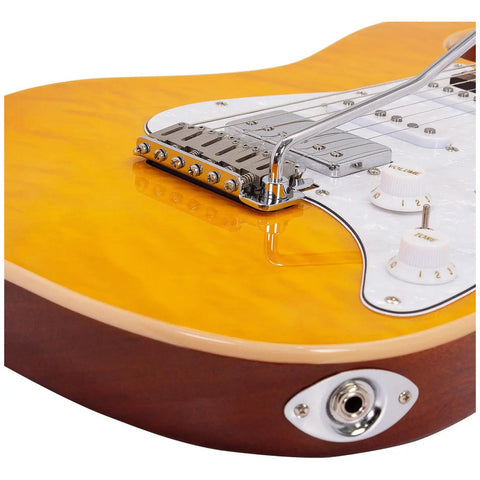 Guitarra Eléctrica Con Case Serie Unique Babilon Leggend-am Color Amarillo