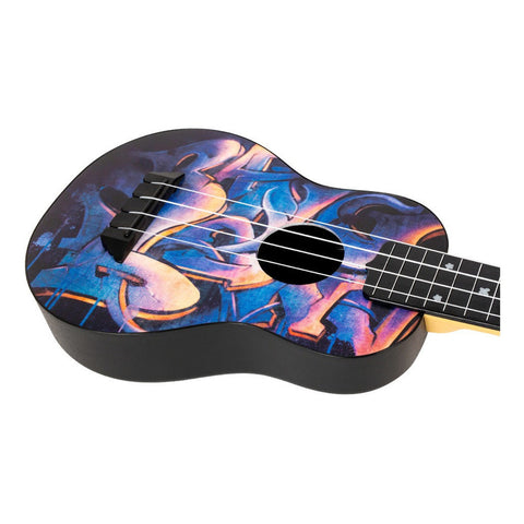 Ukelele Soprano 15 Trastes Con Funda Flight Tus-40 Graffiti Azul