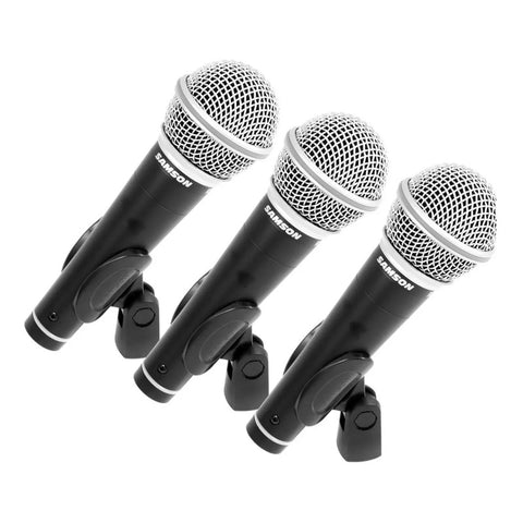 Paquete De 3 Microfonos Dinamico Para Voz, Samson R21 Negro