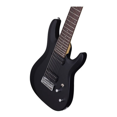 Guitarra Eléctrica Schecter Deluxe C-8 De Tilo Satin Black Satin Con Diapasón De Palo De Rosa