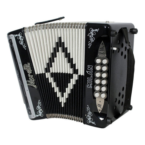 Moretti Milan Blk Acordeón De Botones Tono Sol Funda Correas