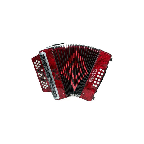 Moretti Verona Acordeón Botones Rojo Tono Fa Estuche Correas