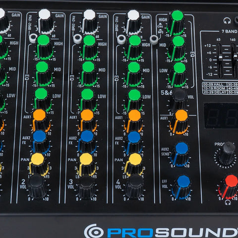 Mezcladora 6 Canales Con Efectos Prosound Pamx-06rs