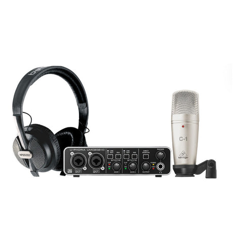 Pack P/grabación C/interfaz Behringer U-phoria Studio Pro Negro