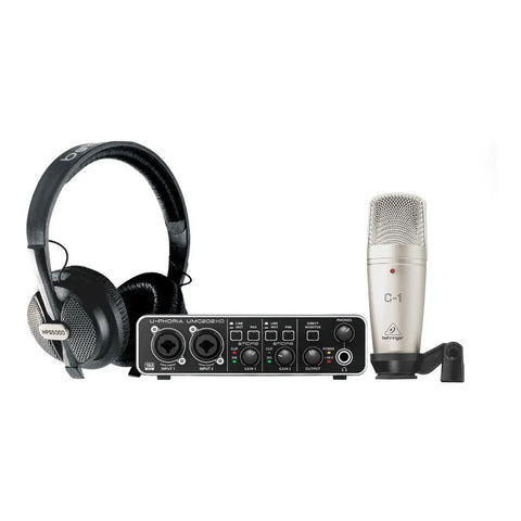 Pack P/grabación C/interfaz Behringer U-phoria Studio Pro Negro