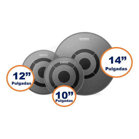 Paquete Parches De Malla Para Toms 10/12/14 In Evans Etpdb1f Gris