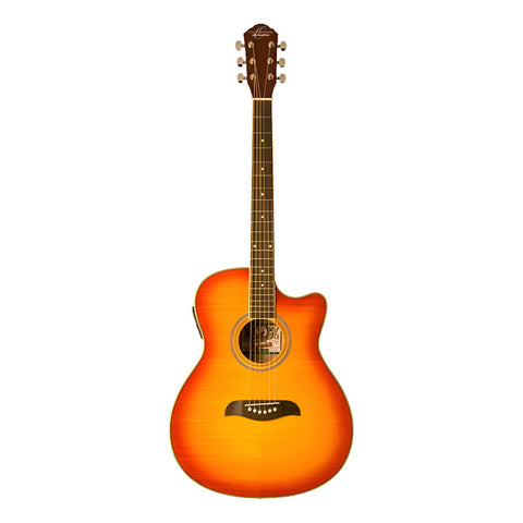 Guitarra Electroacústica Cereza, Oscar Schmidt Oacef Csb Cereza Derecha