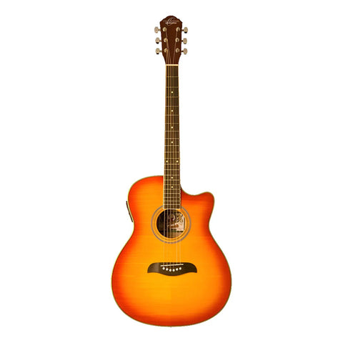 Guitarra Electroacústica Cereza, Oscar Schmidt Oacef Csb Cereza Derecha