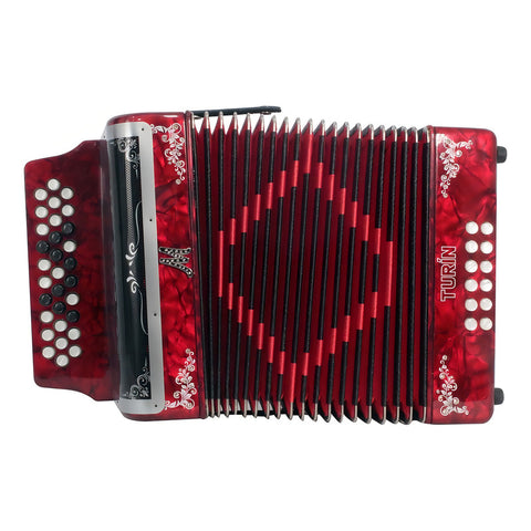 Acordeón Moretti Turin 31 Botones 12 Bajos Tono Sol Rojo