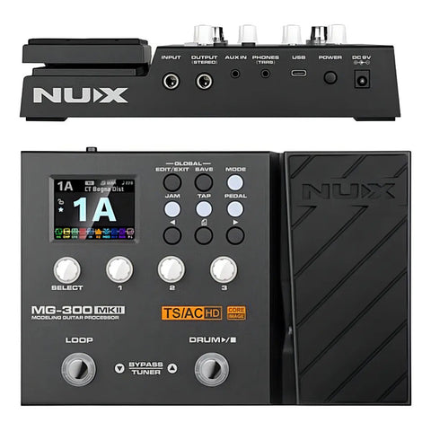 Pedalera Multiefectos Para Guitarra Eléctrica Nux Mg-300 Mkii Color Negro