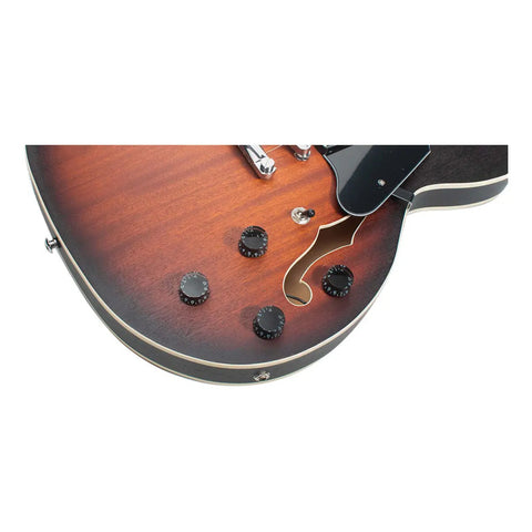 Guitarra Mars Hollowbody 335 Satin Café Color Chocolate Material Del Diapasón Palo De Rosa Orientación De La Mano Diestro