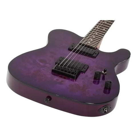 Guitarra Schecter Telecaster Pt Standard Purple Burl Material De Diapasón De Palisandro Guía Para La Mano Derecha Diestro Estallido Púrpura Burl Palo De Rosa