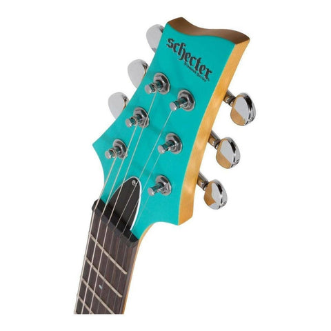 Guitarra Eléctrica Schecter De Tilo Satin Aqua Satin Con Diapasón De Palo De Rosa