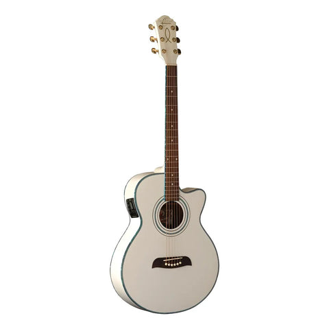 Guitarra Electroacústica Oscar Schmidt Og10ce 6 Cuerdas Tapa Abeto Blanca White Diestro
