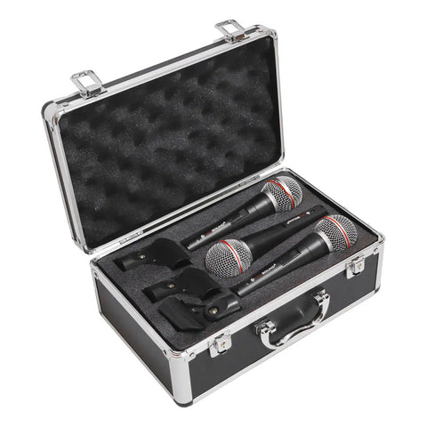Set De 3 Micrófonos Prosound Pdm-30 Dinámicos Con Estuche Negro