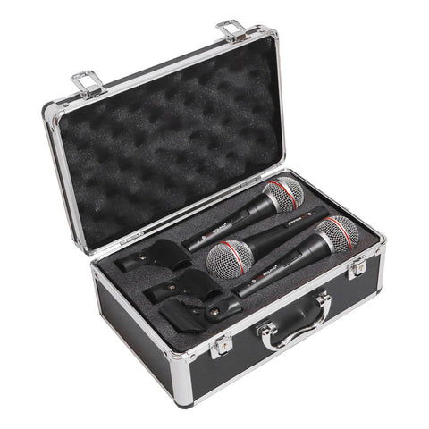 Set De 3 Micrófonos Prosound Pdm-30 Dinámicos Con Estuche