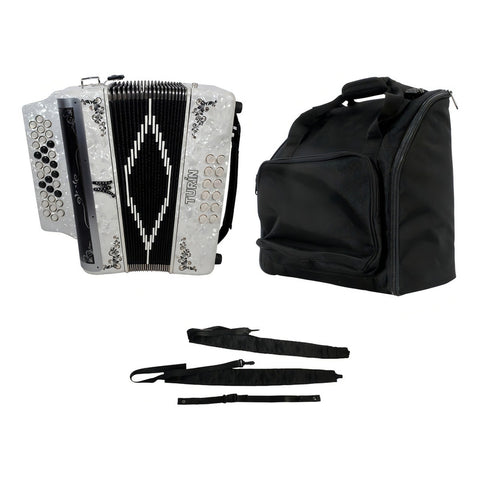 Moretti Turin Whi Acordeón De Botones Tono Fa Funda Correas Color Blanco