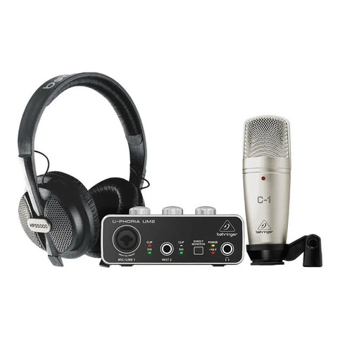 Pack Completo P/grabación C/interfaz Behringer U-phoria Stu Negro