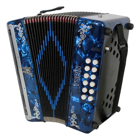 Acordeón Moretti Turin 12 Bajos 31 Botones Tono Sol Azul