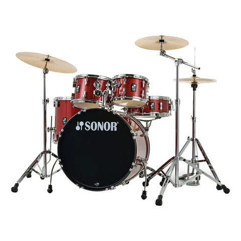 Bateria 5 Pz Sonor C/platillos Aqx Studio Set Red Moon Spark Rojo