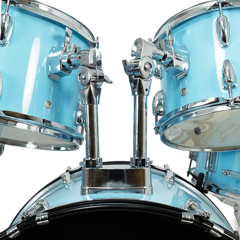 Batería Acústica 5 Pzas New Beat Nb-ds400 C/ Pedal Banco Skb Azul Cielo
