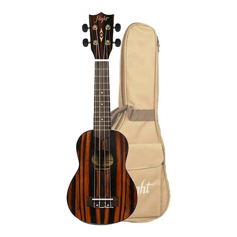 Ukelele Soprano Flight Dus460 Amara Con 12 Trastes Y Estuche Marrón