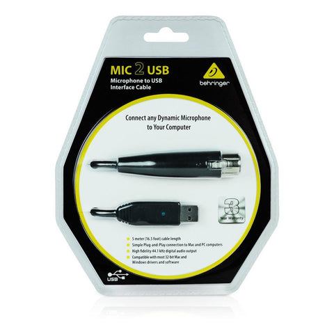 Cable Interfaz De Microfono Xlr A Usb Behringer Mic 2 Usb