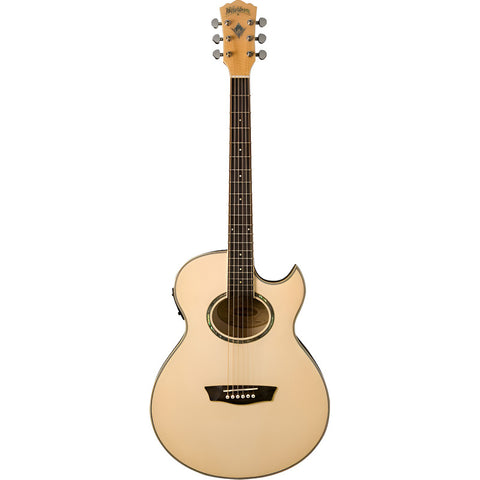 Guitarra Electroacústica Mini Jumbo Cutaway, Washburn Ea20 Natural Diestro Engineered Wood