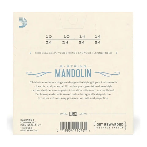Juego De Cuerdas Daddario Para Mandolina De 8 Cuerdas Ej 62
