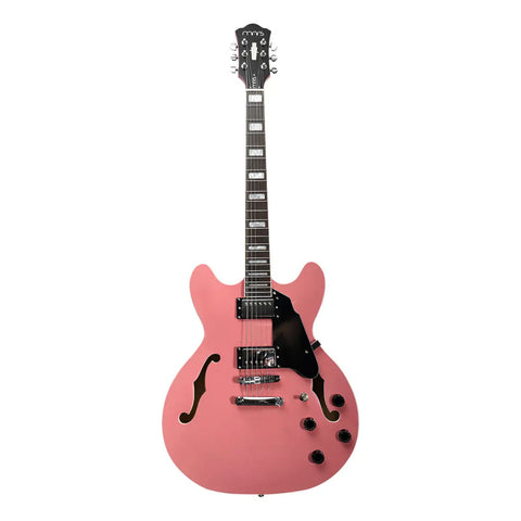 Guitarra Eléctrica 6 Cuerdas Mars Hollowbody 335 Studio Rosa Diestro Rosa Palo De Rosa