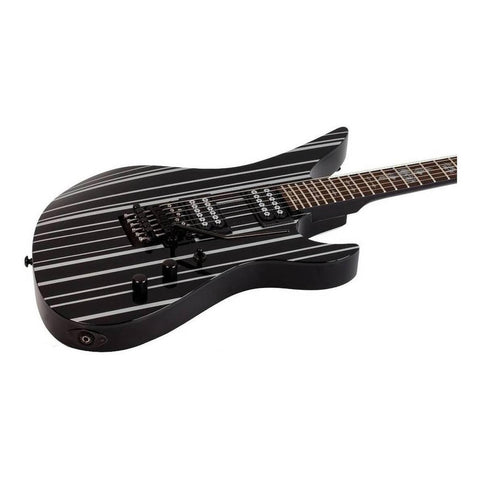 Guitarra Eléctrica Schecter Synyster Standard De Caoba Gloss Black With Silver Pin Stripes Brillante Con Diapasón De Ébano